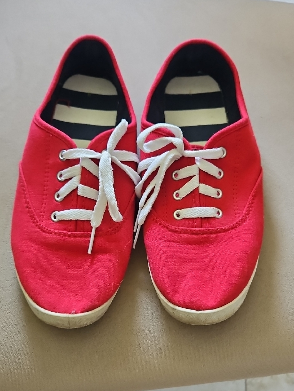 Bright Red Canvas Lace-Up Sneakers